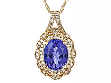 Picture of Blue Tanzanite 18k Yellow Gold Pendant With Chain 2.56ctw