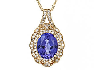 Blue Tanzanite 18k Yellow Gold Pendant With Chain 2.56ctw