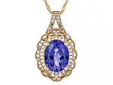 Blue Tanzanite 18k Yellow Gold Pendant With Chain 2.56ctw
