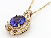Blue Tanzanite 18k Yellow Gold Pendant With Chain 2.56ctw