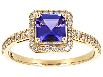 Picture of Blue Tanzanite With White Diamond 14k Yellow Gold Ring 1.26ctw