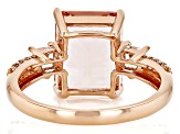 Peach Morganite With White Zircon 10k Rose Gold Ring 4.23ctw