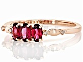 Grape Rhodolite Garnet With White Diamond 10k Rose Gold Ring 0.72ctw