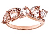 Peach Morganite With White Diamond 10k Rose Gold Ring 1.52ctw