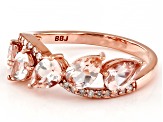 Peach Morganite With White Diamond 10k Rose Gold Ring 1.52ctw