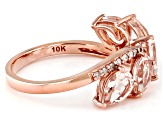 Peach Morganite With White Diamond 10k Rose Gold Ring 1.52ctw