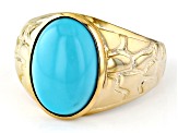 Blue Sleeping Beauty Turquoise 10k Yellow Gold Unisex Ring