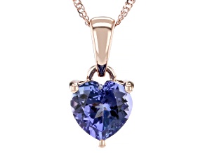 Blue Tanzanite 10k Rose Gold Pendant With Chain 1.05ct