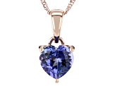 Blue Tanzanite 10k Rose Gold Pendant With Chain 1.05ct
