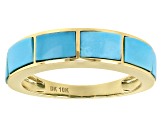 Blue Sleeping Beauty Turquoise 10k Yellow Gold Band Ring