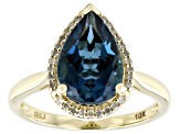 London Blue Topaz 10k Yellow Gold Ring 3.20ctw