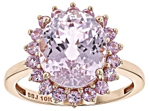 Kunzite With Pink Sapphire 10k Rose Gold Ring 6.14ctw