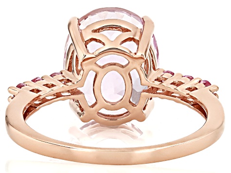 Kunzite With Pink Sapphire 10k Rose Gold Ring 5.49ctw