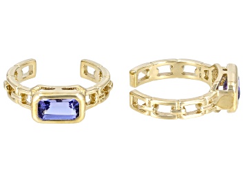 Picture of Blue Tanzanite 10k Yellow Gold Earrings 0.53