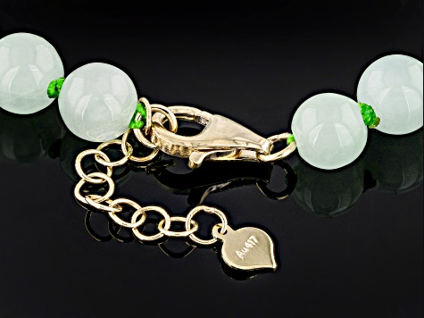 Green Jadeite 10k Yellow Gold Bracelet