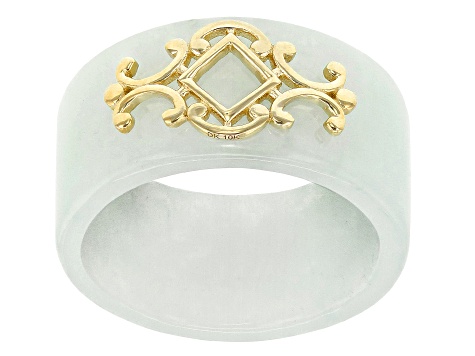 Jadeite 10k Yellow Gold Ring