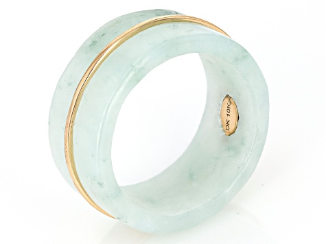 Green Jadeite 10k Yellow Gold Ring