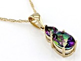Mystic Fire® Green Topaz 10k Yellow Gold Pendant With Chain 1.51ctw