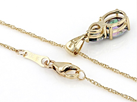Mystic Fire® Green Topaz 10k Yellow Gold Pendant With Chain