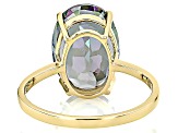 Mystic Fire® Green Topaz 10K Yellow Gold Ring 6.21ct