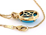 Blue Sleeping Beauty Turquoise 10k Yellow Gold Pendant With Chain