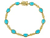 Blue Sleeping Beauty Turquoise 10k Yellow Gold Bracelet