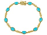 Blue Sleeping Beauty Turquoise 10k Yellow Gold Bracelet