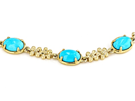 Blue Sleeping Beauty Turquoise 10k Yellow Gold Bracelet
