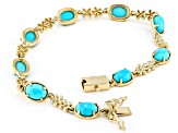 Blue Sleeping Beauty Turquoise 10k Yellow Gold Bracelet