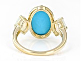 Blue Sleeping Beauty Turquoise With Ethiopian Opal 10k Yellow Gold Ring 0.76ctw