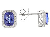 Cruise Ship Collection Blue Tanzanite Rhodium Over 14K White Gold Earrings 2.94ctw