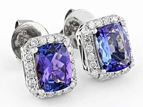 Cruise Ship Collection Blue Tanzanite Rhodium Over 14K White Gold Earrings 2.94ctw