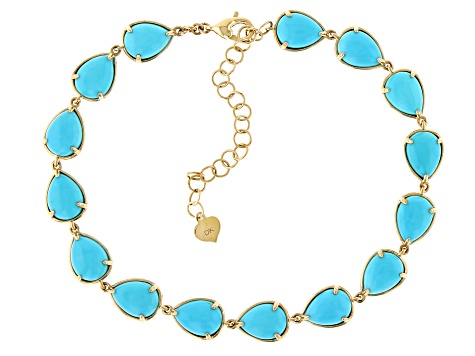 Blue Sleeping Beauty Turquoise 14k Yellow Gold Bracelet