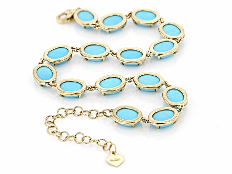 Blue Sleeping Beauty Turquoise 14k Yellow Gold Bracelet