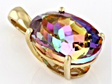 Multi Color Northern Light Quartz 10k Yellow Gold Pendant 5.10ct