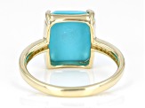Blue Sleeping Beauty Turquoise With White Diamond 10k Yellow Gold Ring 0.04ctw
