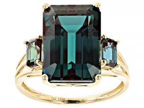 Blue Lab Created Alexandrite 10k Yellow Gold Ring 8.56ctw