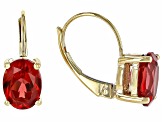 Orange Lab Created Padparadscha Sapphire 10k Yellow Gold Earrings 2.84ctw