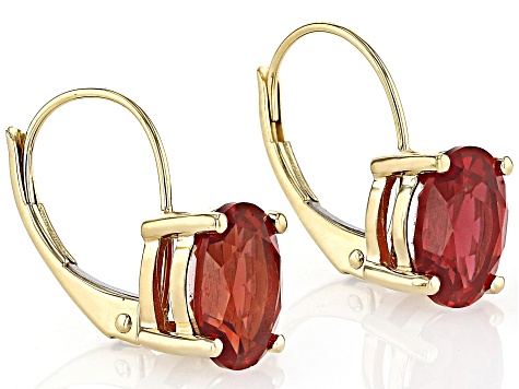 Orange Lab Created Padparadscha Sapphire 10k Yellow Gold Earrings 2.84ctw