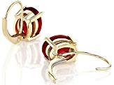 Orange Lab Created Padparadscha Sapphire 10k Yellow Gold Earrings 2.84ctw