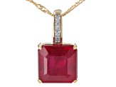 Mahaleo® Ruby With White Diamond 10k Yellow Pendant With Chain 3.47ctw