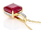 Mahaleo® Ruby With White Diamond 10k Yellow Pendant With Chain 3.47ctw
