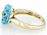 Blue Sleeping Beauty Turquoise With Yellow Diamonds 10k Yellow Gold Ring 0.02ctw