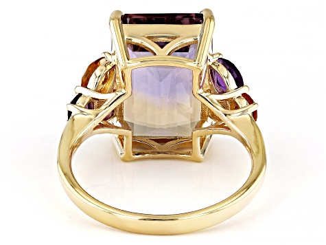 Bi-Color Ametrine 10k Yellow Gold Ring 7.07ctw