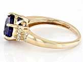 Blue Tanzanite With White Diamond 14k Yellow Gold Ring 2.88ctw