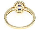 Blue Tanzanite With White Diamond 10k Yellow Gold Ring 0.81ctw