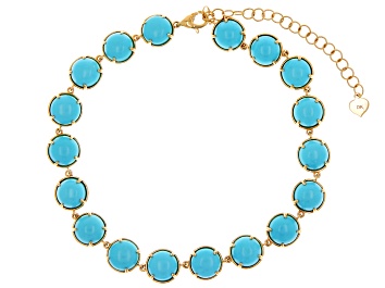 Picture of 7mm Blue Sleeping Beauty Turquoise 14k Yellow Gold Bracelet