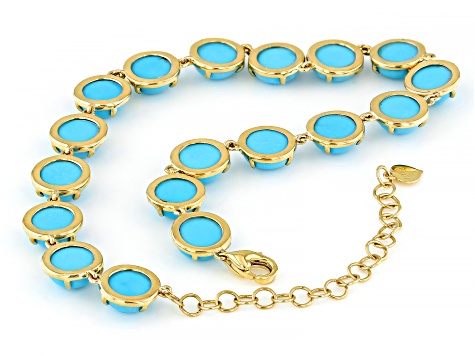 7mm Blue Sleeping Beauty Turquoise 14k Yellow Gold Bracelet