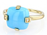 Blue Sleeping Beauty Turquoise 14k Yellow Gold Ring 0.01ctw