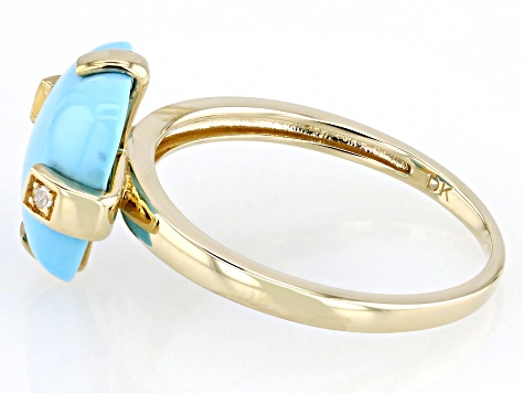 Blue Sleeping Beauty Turquoise 14k Yellow Gold Ring 0.01ctw